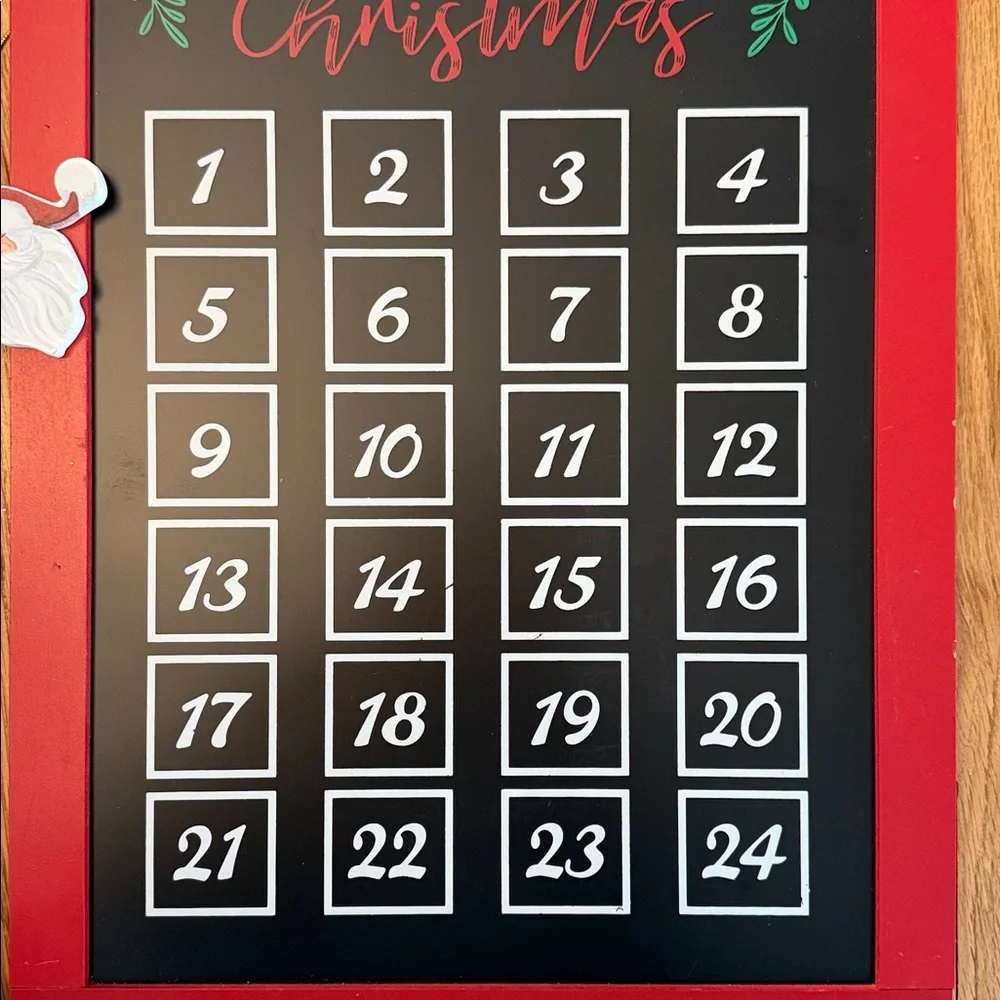 “Sleeps ‘Til Christmas” Countdown Chalkboard with Santa Placeholder 🎅